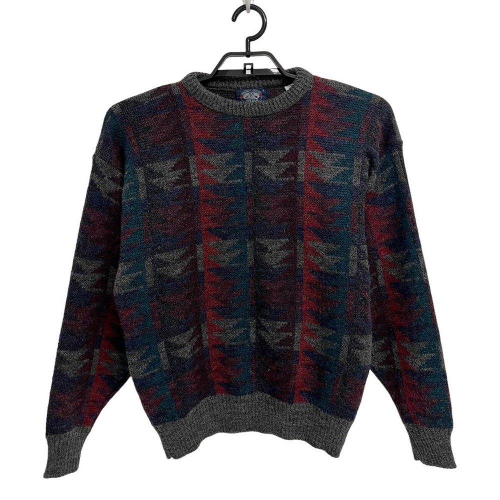 Knights Bridge Men's Long Sleeve Multicolor Wool Pullover Sweater Size L